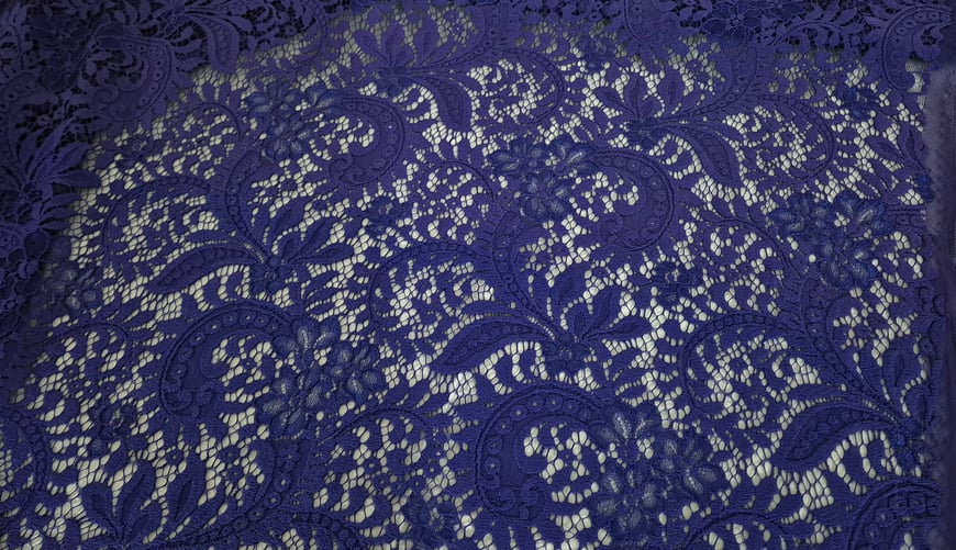 Lace with Flowers and Transparent Sequins Polyester Single-Colored - 140cm